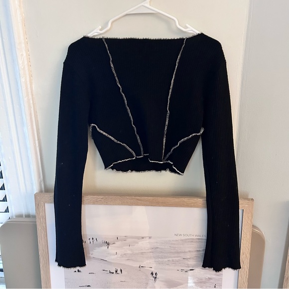 Urban Outfitter’s long sleeve black waffle knit top - Picture 2 of 5